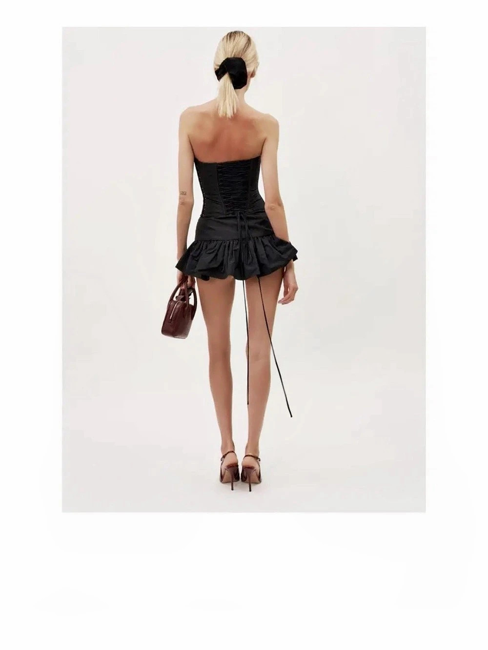 Black Ruffle Mini Skirt Like New - Picture 3 of 3